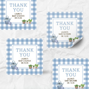 Blue Locally Grown Farmers Market Baby Shower Square Sticker