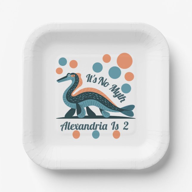 Blue Loch Ness Birthday Square Plates (Front)
