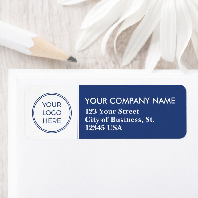 Blue Logo Business Address Label (Insitu)