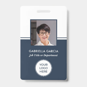 Blue Logo Company QR Code Photo ID Badge