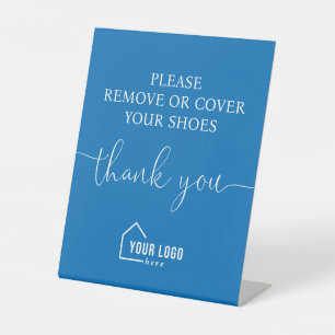 Blue Logo Real Estate Remove Shoes Pedestal Sign