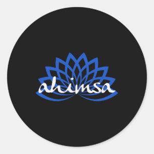 Blue Lotus Ahimsa  Classic Round Sticker