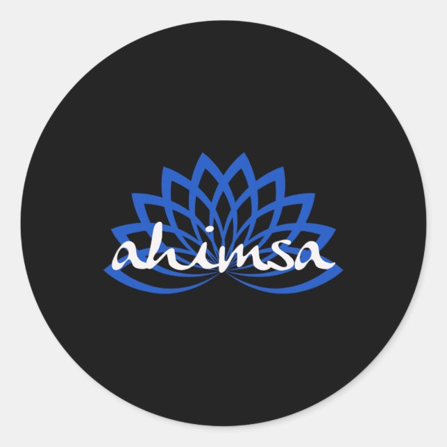 Blue Lotus Ahimsa  Classic Round Sticker (Front)