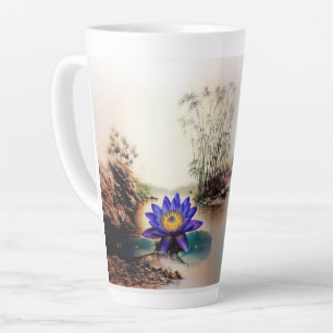 Blue Lotus Emerging from Muddy Waters (Vietnamese) Latte Mug