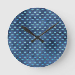 Blue Lotus Flower Aquatic Plant Spiritual Buddhism Round Clock