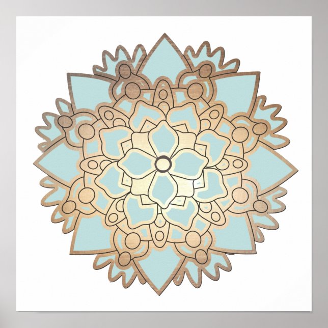 Blue Lotus Flower Mandala Poster (Front)
