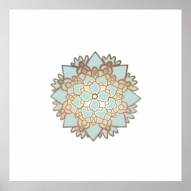 Blue Lotus Flower Mandala Poster (Front)