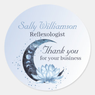 Blue Lotus Flower Moon Business Appreciation Classic Round Sticker