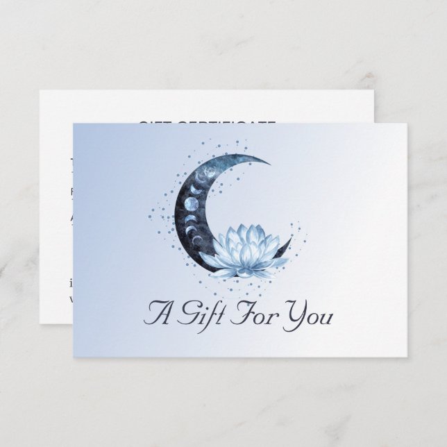 Blue Lotus Flower Moon Business Gift Certificate (Front/Back)