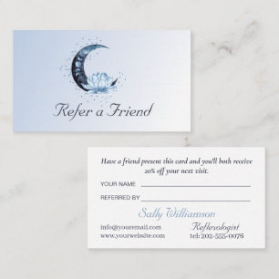 Blue Lotus Flower Moon Business  Referral Card