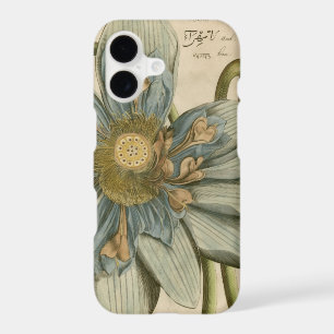 Blue Lotus Flower on Tan Background with Writing