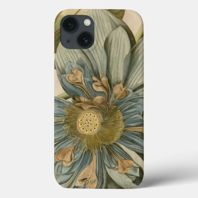 Blue Lotus Flower on Tan Background with Writing Case-Mate iPhone Case (Back)