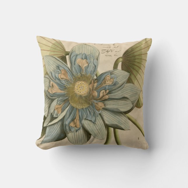 Blue Lotus Flower on Tan Background with Writing Cushion (Front)