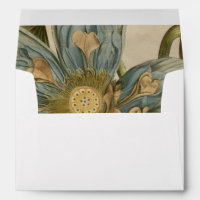 Blue Lotus Flower on Tan Background with Writing