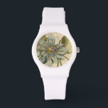Blue Lotus Flower on Tan Background with Writing Watch<br><div class="desc">A beautiful blue lotus flower in full bloom is the focus of this piece. The yellow centre is almost hypnotising in its glory. Add a little elegance to your home with this print!</div>