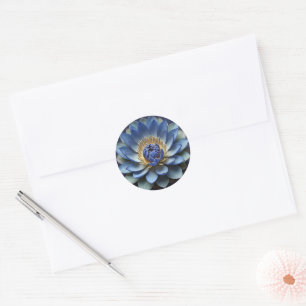 Blue Lotus Flower Spiritual Zen Art Classic Round Sticker