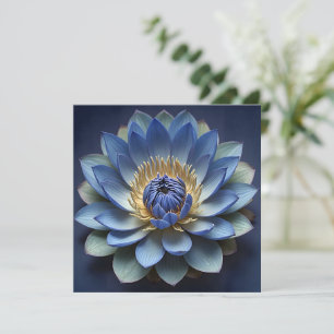 Blue Lotus Flower Spiritual Zen Art Personalised Thank You Card