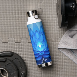 Blue Lotus Flower Spiritual Zen Art Water Bottle