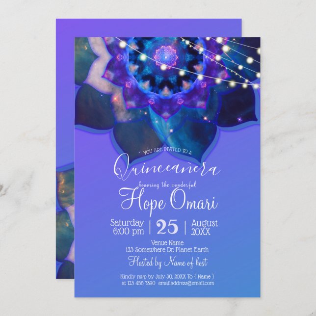 Blue Lotus Mandala Invitation (Front/Back)