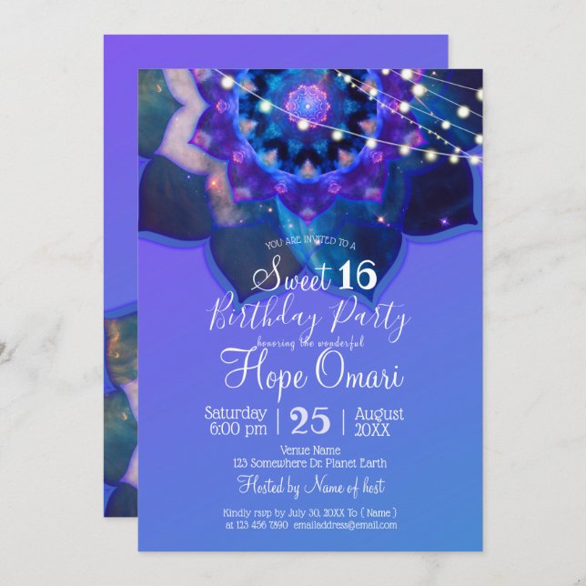 Blue Lotus Mandala Invitation (Front/Back)