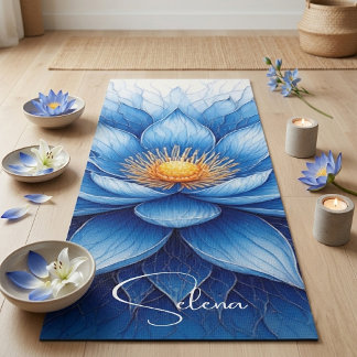 Blue Lotus Mandala Spiritual Awareness Peace Boho Yoga Mat