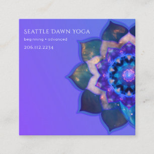 Blue Lotus Mandala Square Business Card