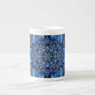 Blue Lotus Mirror Mandala Art - Bone China Mug