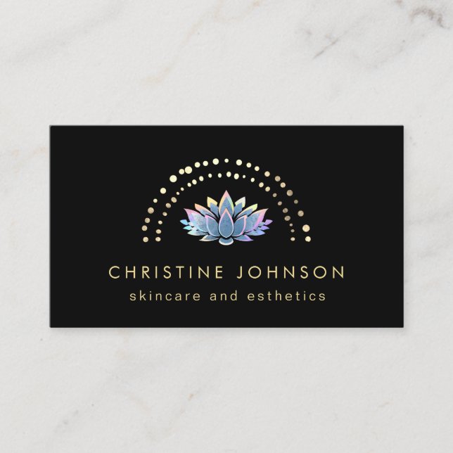 blue lotus on black background business card (Front)