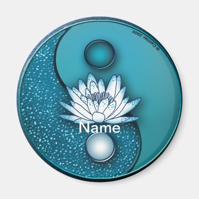 Blue Lotus Yin Yang  Magnet (Front)