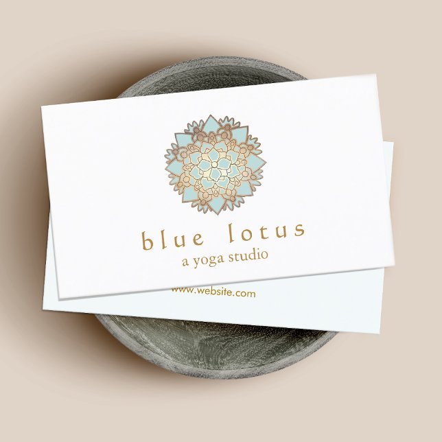 Blue Lotus Yoga Instructor Holistic Health Business Card (Creator Uploaded)
