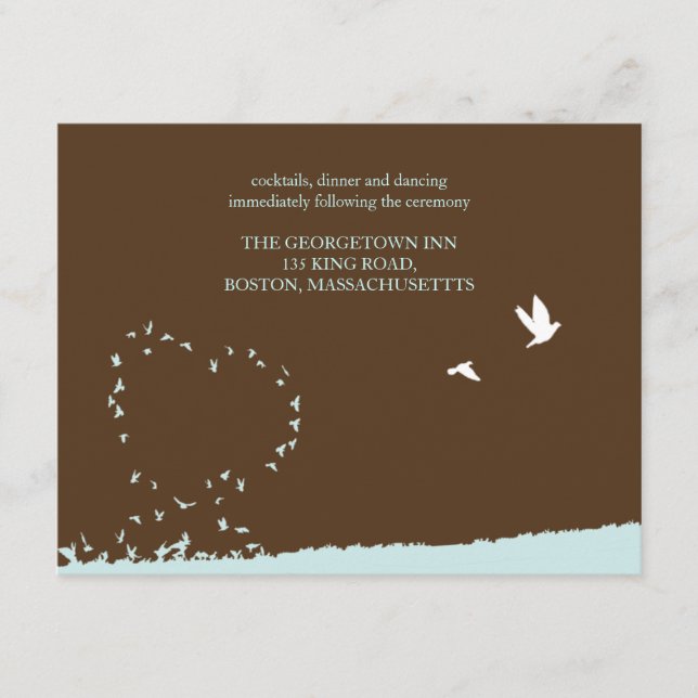 Blue love bird reception card (Front)