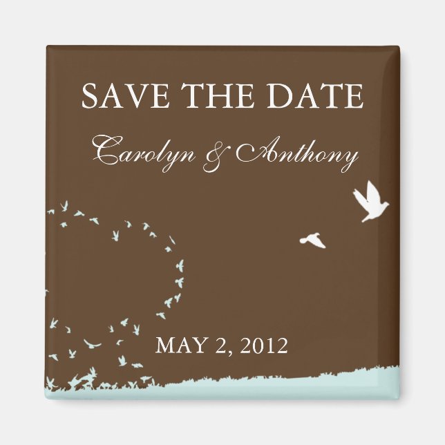 Blue love bird SAVE THE DATE Magnet (Front)