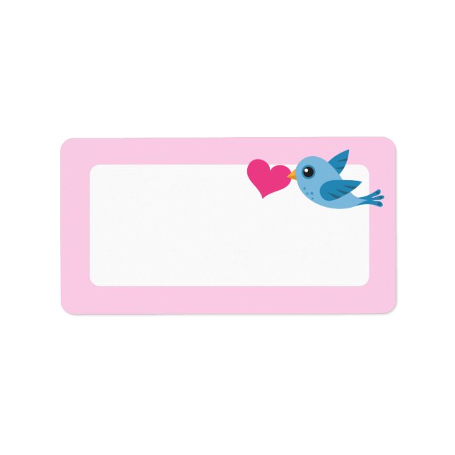 Blue love bird with pink heart blank label (Front)