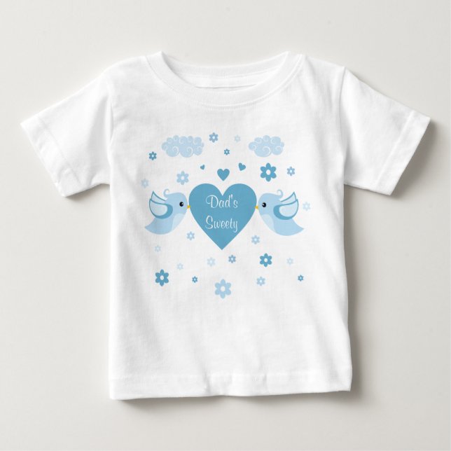 Blue Love Birds Heart Baby T-Shirt (Front)