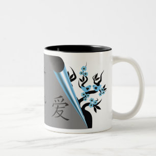 Blue Love Birds On Sakura Tree Mugs