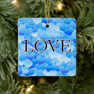 Blue Love Ceramic Ornament
