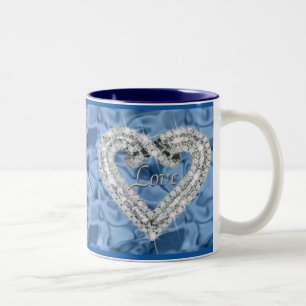 Blue Love Diamond Heart Mug
