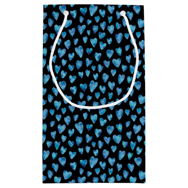 Blue Love Heart pattern Small Gift Bag (Back)