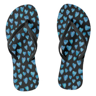 Blue Love Heart Watercolor Jandals