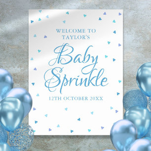Blue Love Hearts Baby Sprinkle Welcome Sign
