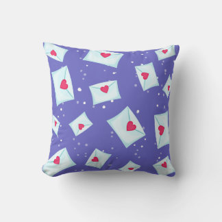 Blue Love Letters Heart Pattern Cushion