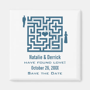 Blue Love Maze Save the Date Magnet