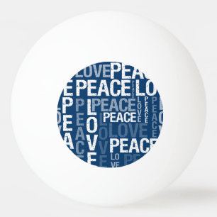 Blue Love Peace Typography Ping Pong Ball