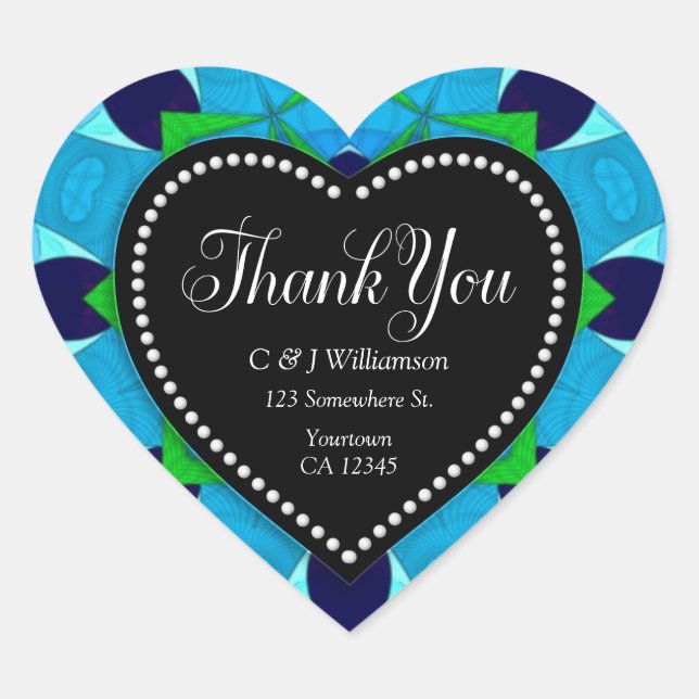 Blue Love Thank You Heart Sticker (Front)
