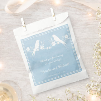 Blue Lovebird Floral Wedding Favour Bags