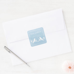 Blue Lovebird Floral Wedding Stickers