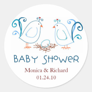 Blue Lovebirds and Nest Baby Shower Favour Tags