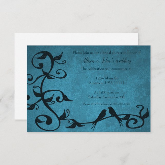 Blue Lovebirds Bridal Shower Invite (Front/Back)