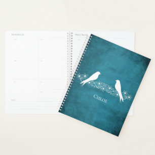 Blue Lovebirds Floral Vine Planner
