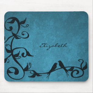 Blue Lovebirds Personalized Mouse Pad